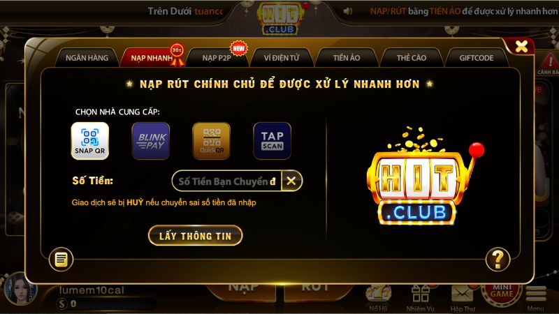 Các Phương Thức Nạp Tiền Hitclub Được Ưa Chuộng