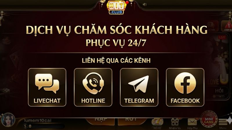 Dịch vụ chăm sóc khách hàng Hitclub, phục vụ 24/7 tận tình chuyên nghiệp