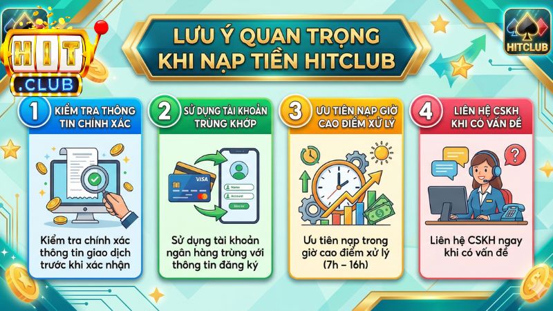 Lưu Ý Quan Trọng Khi Nạp Tiền Hitclub