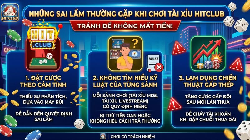 Những sai lầm thường gặp khi chơi Tài Xỉu HITCLUB